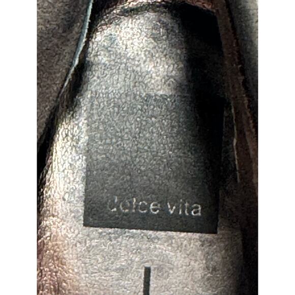 Dolce Vita Booties Post Faux Shearling Trim Suede Navy Blue Block Heel Size 8.5 - Picture 8 of 8